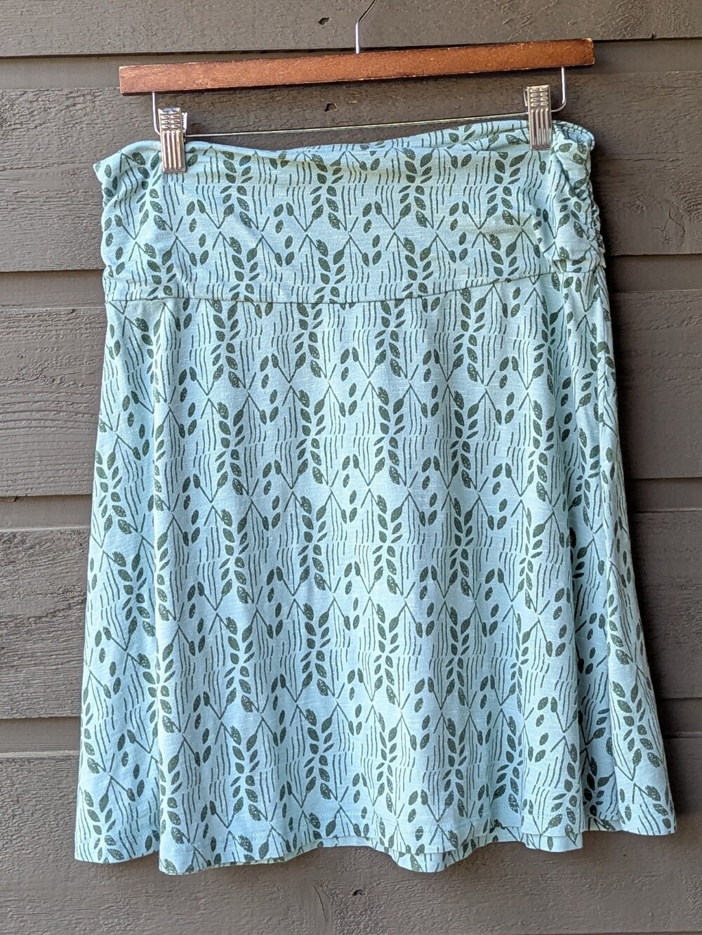 Toad & Co Women's Chaka Skirt Blue Green Leaves Vines Organic Cotton Small